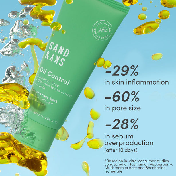 face mask for oily skin with efficacy facts listed